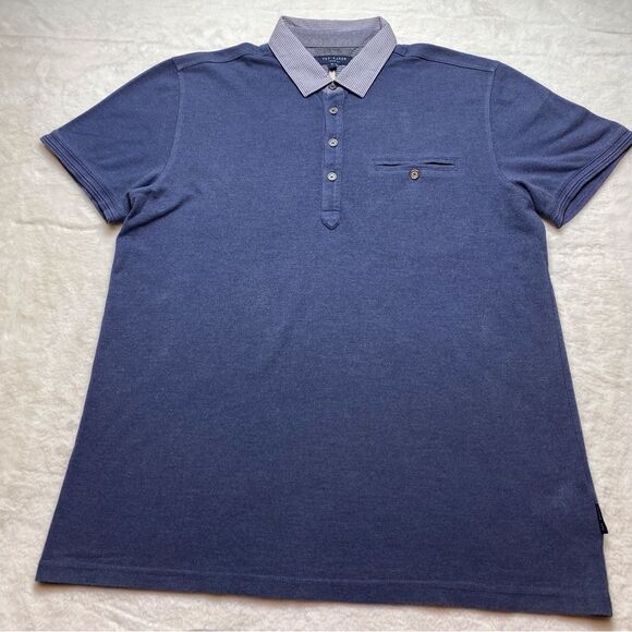 Ted Baker London Blue Polo Shirt Size 4 - Picture 1 of 12
